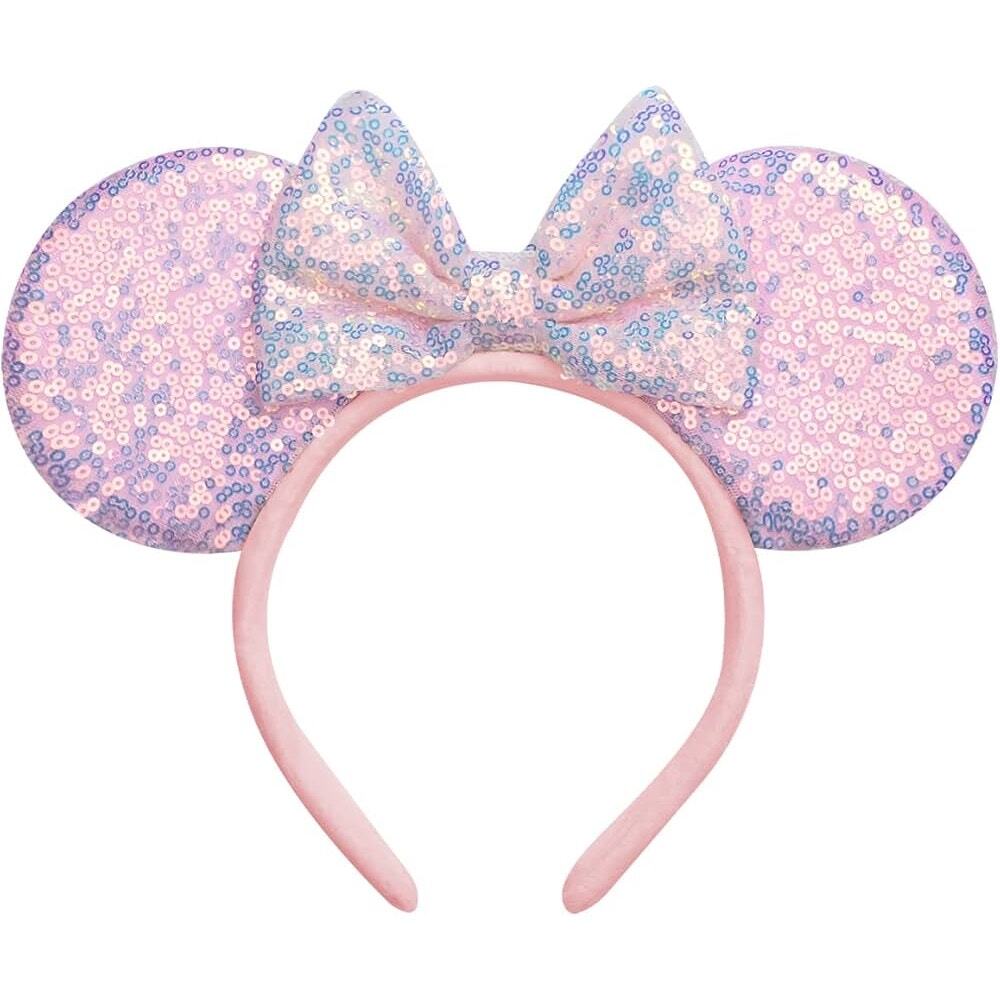 Minnie Mouse Ears - Pink and Sparkly with Bow - OS